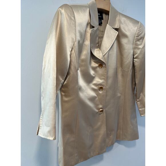 Doncaster DD Collection Silk & Cotton Gold Metallic Blazer Jacket Size 14 SG - Picture 2 of 10